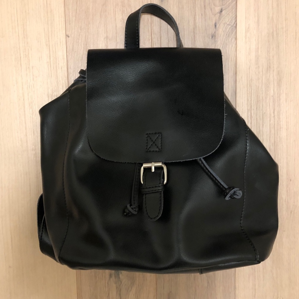 Co-lab Black Leather Mini Backpack - Picture 1 of 4